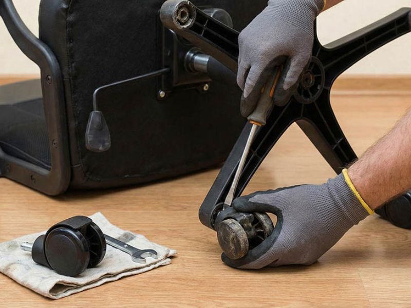 Sửa Bánh Xe Ghế Xoay | Thay Bánh Xe Ghế Văn Phòng 1 Bánh xe ghế văn phòng hư hỏng do quá tải