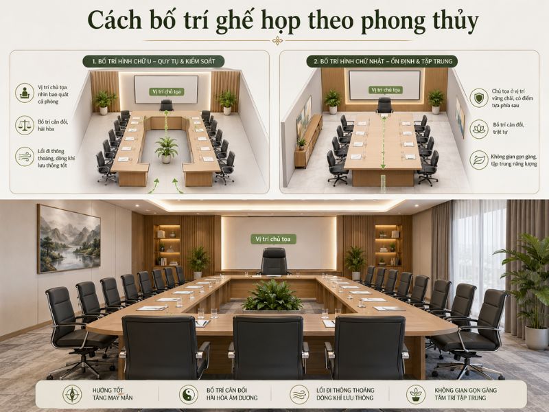 Cách bố trí ghế họp theo phong thủy đúng cách
