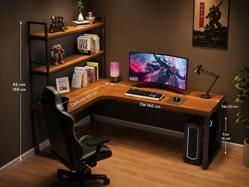 Kích thước, chiều cao phù hợp giúp người dùng ngồi làm việc thoải mái hơn.