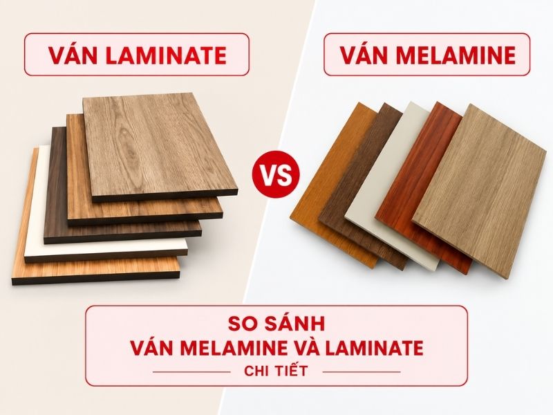 So sánh Melamine và Veneer nội thất